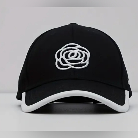 Black Floral Embroidery Camilla Flower Ball Cap New without Tags - Picture 2 of 3
